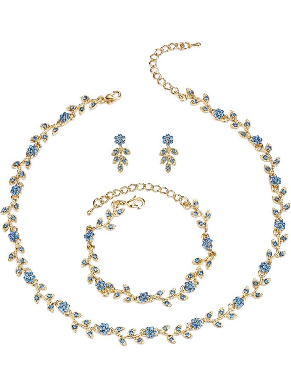 Stunning Wedding Jewelry Set for Brides - Crystal Flower Choker, Bracelet